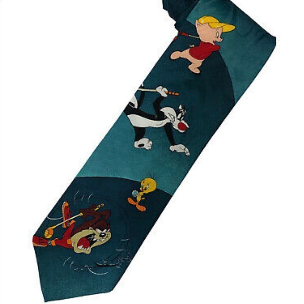 Looney Tunes Golf Tie Tweetie Bird, Elmer Fudd, Sylvester and Taz Vintage